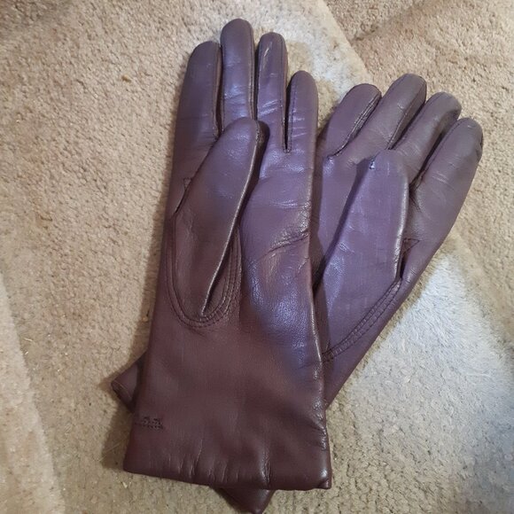 Women's Burgundy Leather gloves Size 7 - Picture 1 of 9